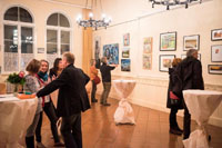 Vernissage der Malerin Yvonne Steinert, Elisabeth Arend singt, Klaus Schfer am Klavier.