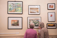 Vernissage der Malerin Yvonne Steinert, Elisabeth Arend singt, Klaus Schfer am Klavier.