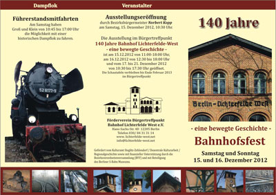 Bahnhof Lichterfelde West 140 Jahre Flyer